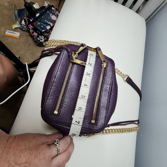 Rebecca Minkoff Moto 3 Zip Crossbody Bag Aubergine Purple Designer Bag - Picture 9 of 9